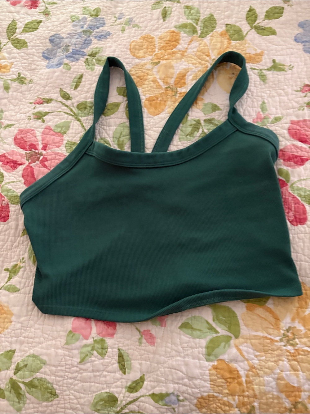 free people dark green ribbed half tank